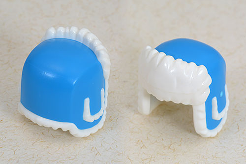 white and blue hat