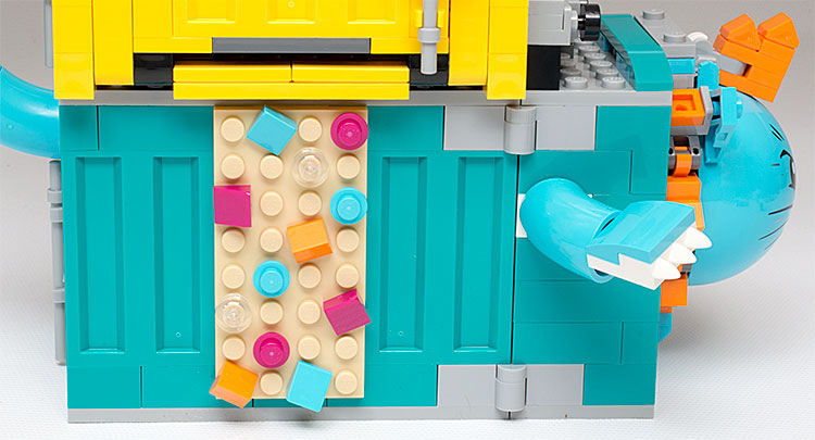 blue container climbing wall side