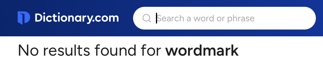 dictionary.com says the word 'wordmark' does not exist